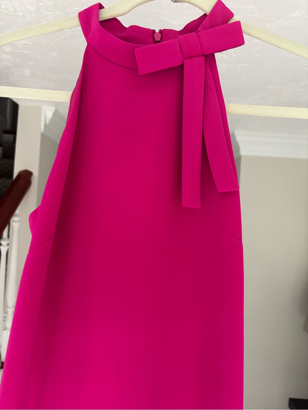 Maggy London One-Shoulder Bow Dress in Fuchsia Pink